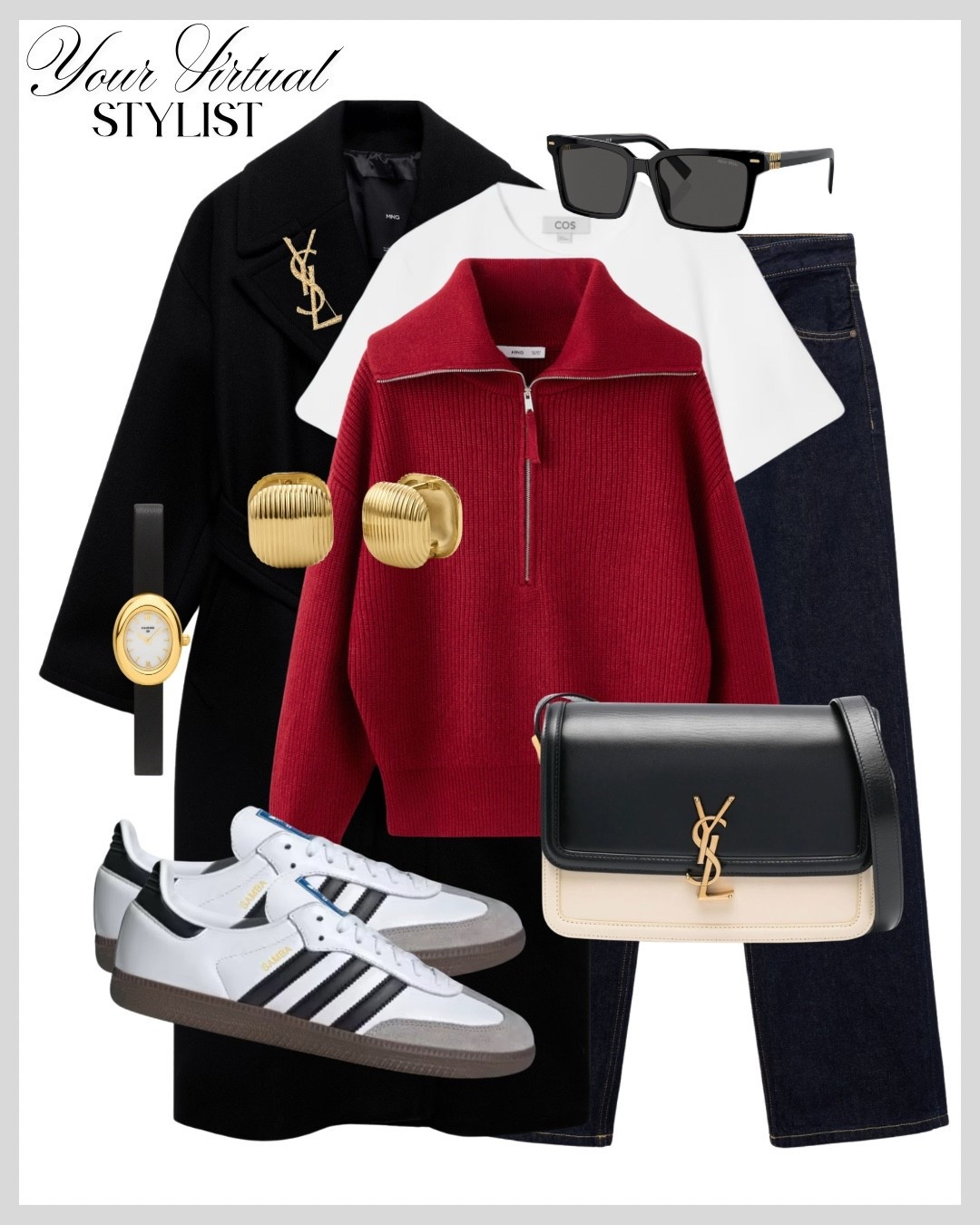 A chic mix of sporty and polished: bold red knit, classic denim, a tailored black coat, and gold-accented accessories for effortless everyday elegance✨


#LTKwinter #LTKbag #LTKjeans