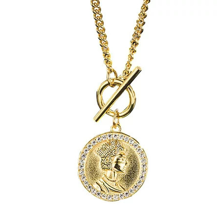Coin Necklace | Silver Plated Coin Pendant Queen Elizabeth II | Vintage Textured Round Circle Necklace for Women Gift for Birthday Anniversary | Walmart (US)
