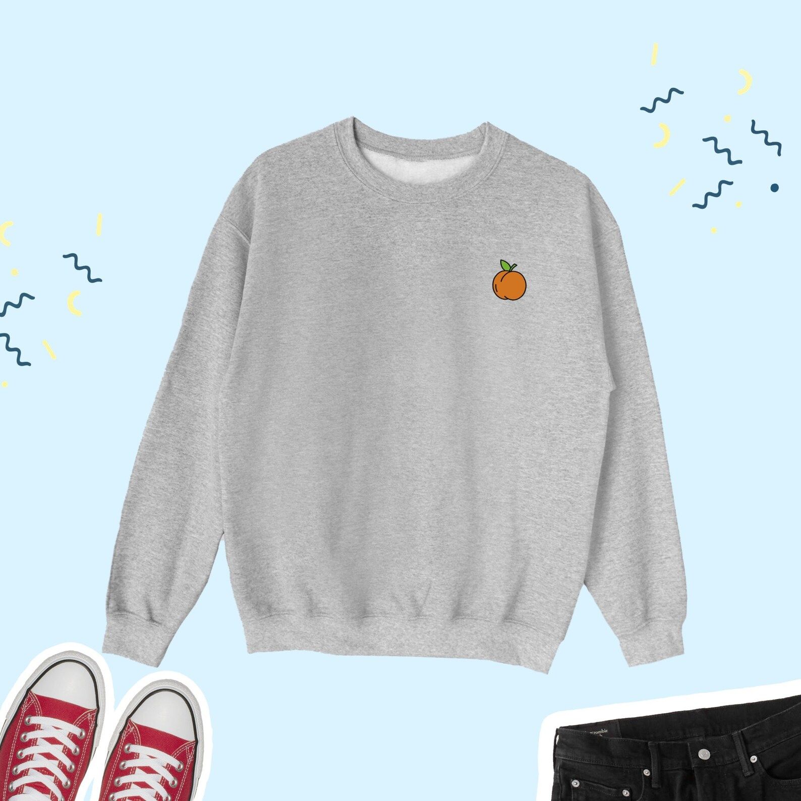 Peach Icon Sweatshirt Peach Sweater Peach Fruit Lover - Etsy | Etsy (US)