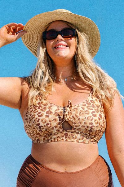 Josie Leopard Bowknot Plus Size Bikini Top | Cupshe