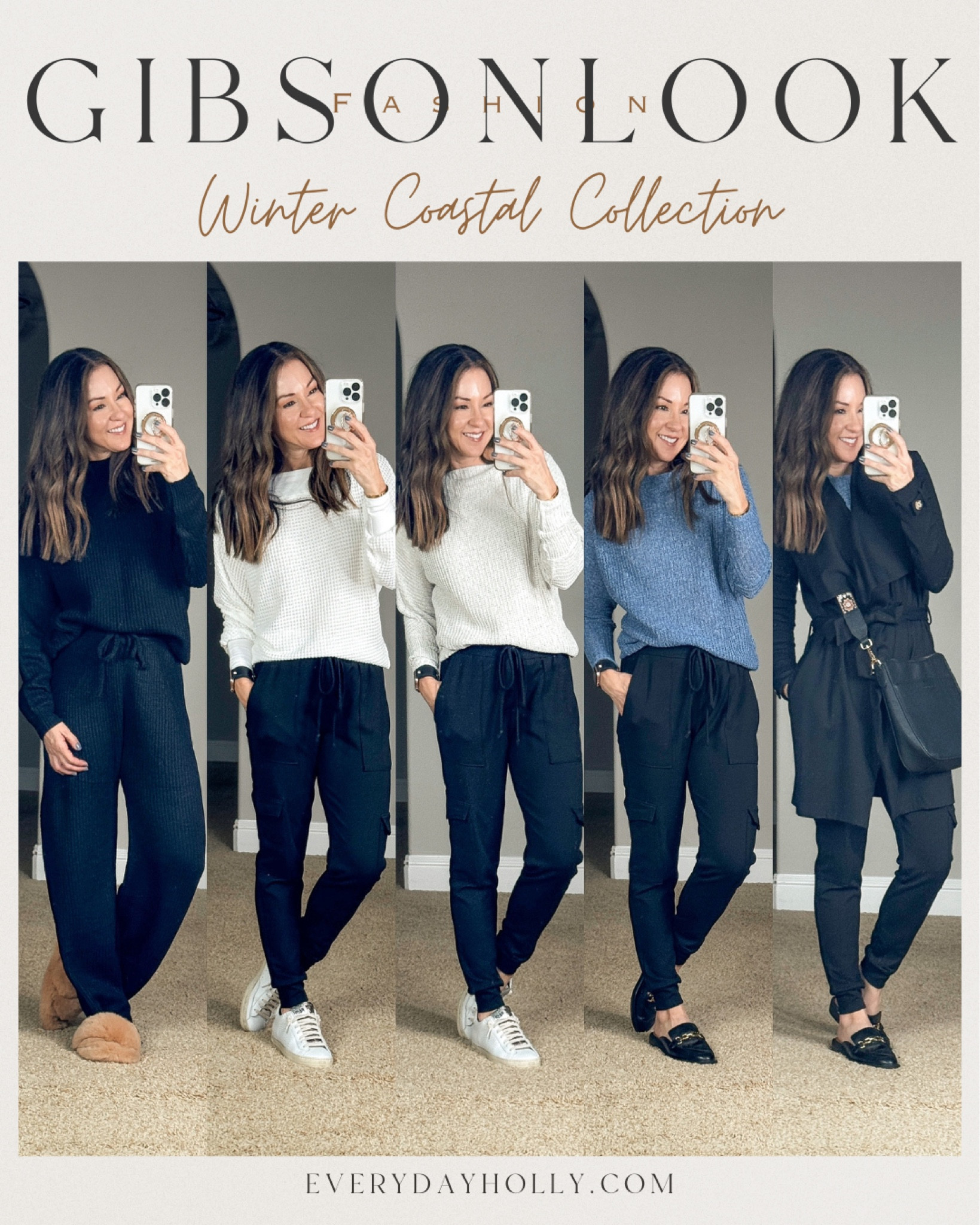 Winter coastal collection from gibsonlook! 💥50% off sweater lounge set pieces 
Everything else save 10% code HOLLY10
These are my favorite Ponte knit cargo joggers. Paired with 2 sweaters and Ponte wrap topper jacket perfect for travel you can dress it up or down. 

For reference: I’m 5’1”, 110lbs
I typically were an XS, but I wear an XXS in most all Gibsonlook pieces.  
Spring transition outfits | easy outfits | petite friendly 

#LTKstyletip #LTKsalealert #LTKover40
