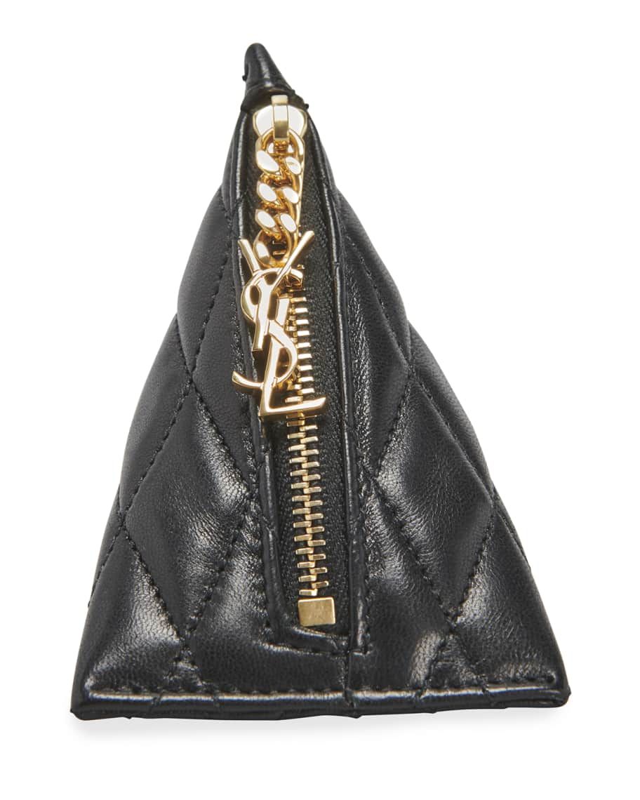 Saint Laurent Triangle YSL Quilted Pouch Key Chain | Neiman Marcus
