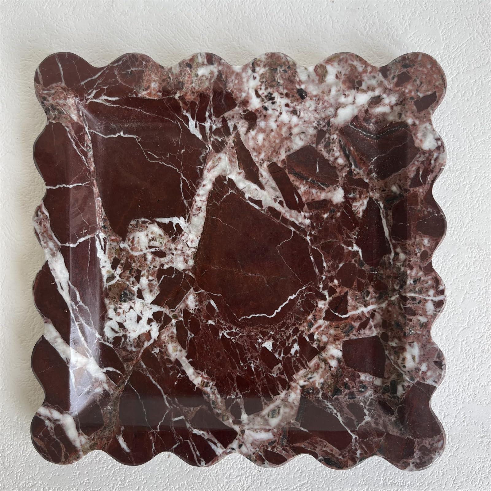 Vintage Natural Marble Tray Small Ornaments Scalloped Tray Handmade Storage Dish for Counter, Van... | Amazon (US)