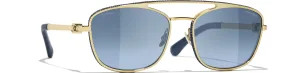 CHANEL Sunglasses: Pilot Sunglasses, metal, calfskin & denim — Fashion | CHANEL | Chanel, Inc. (US)