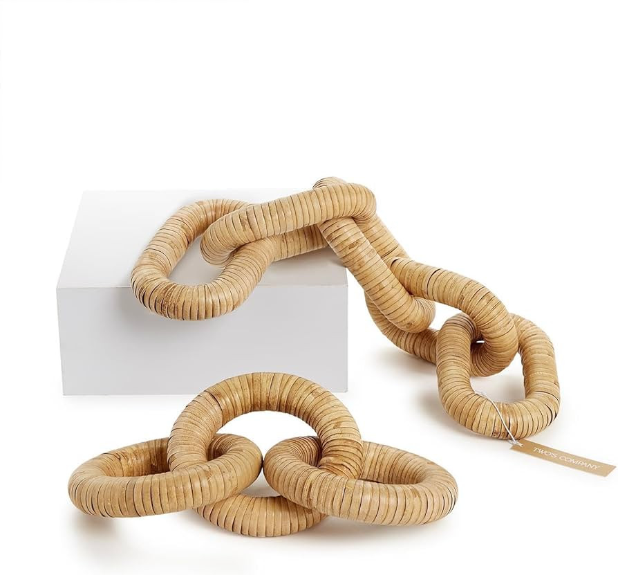 Two's Company Rattan Links Decor, Set of 2, Includes 2 Styles, 3 Circle Link and 5 Chain Link, Ra... | Amazon (US)
