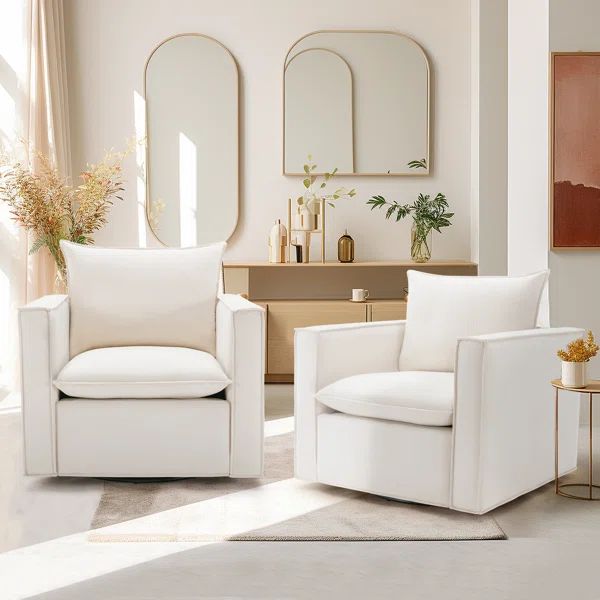 Hendina Upholstered Swivel Armchair (Set of 2) | Wayfair North America