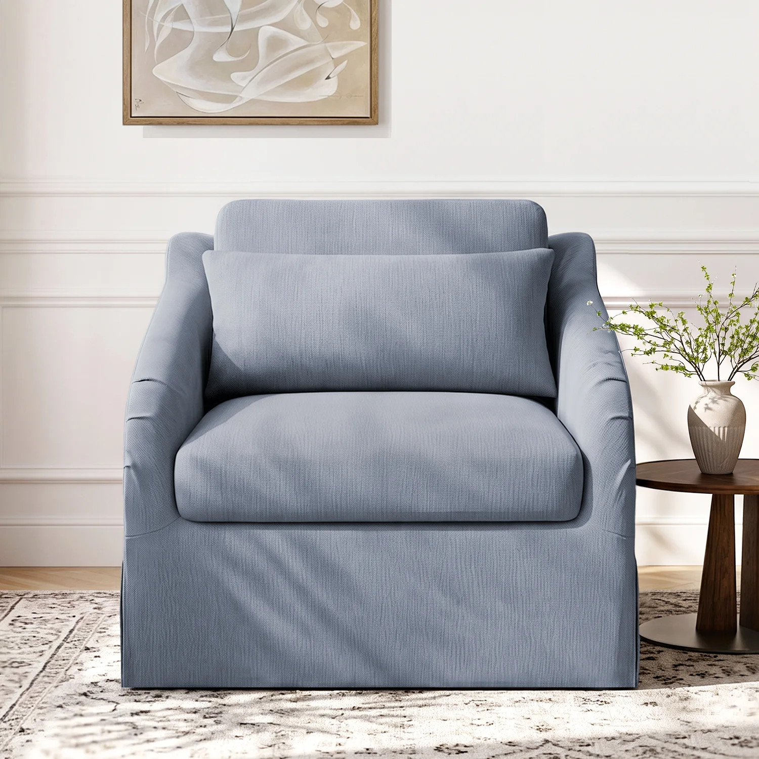 35"W Oversized Upholstered Armchair with Two Lumbar Pillow | Wayfair North America