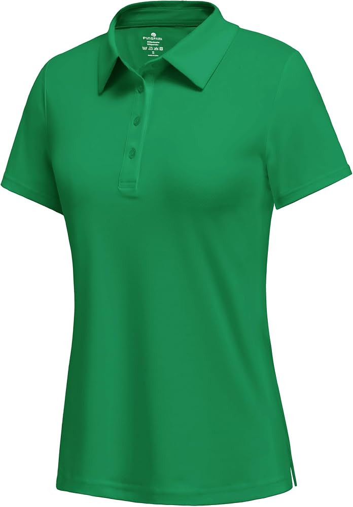 PINSPARK Womens Golf Shirt 4-Button UPF 50+ Quick Dry Collared Short Sleeve Polo Shirts for Women... | Amazon (US)