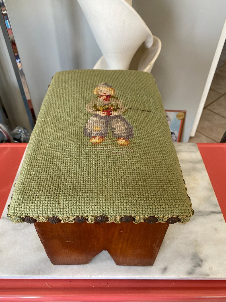 Antique Needlepoint Footstool Little Dutch Boy Cross Stitch Design - Etsy | Etsy (US)