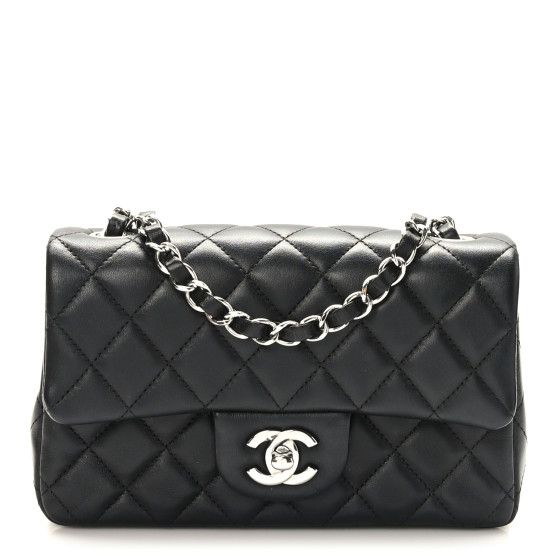 Lambskin Quilted Mini Rectangular Flap Black | FASHIONPHILE (US)