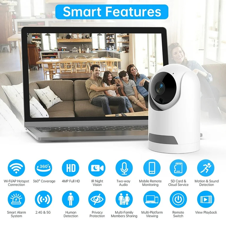 Baby Monitor, 360° Wireless 5G Nanny Cam with Safety Alerts, 4MP HD WiFi Camera for Human & Pet ... | Walmart (US)