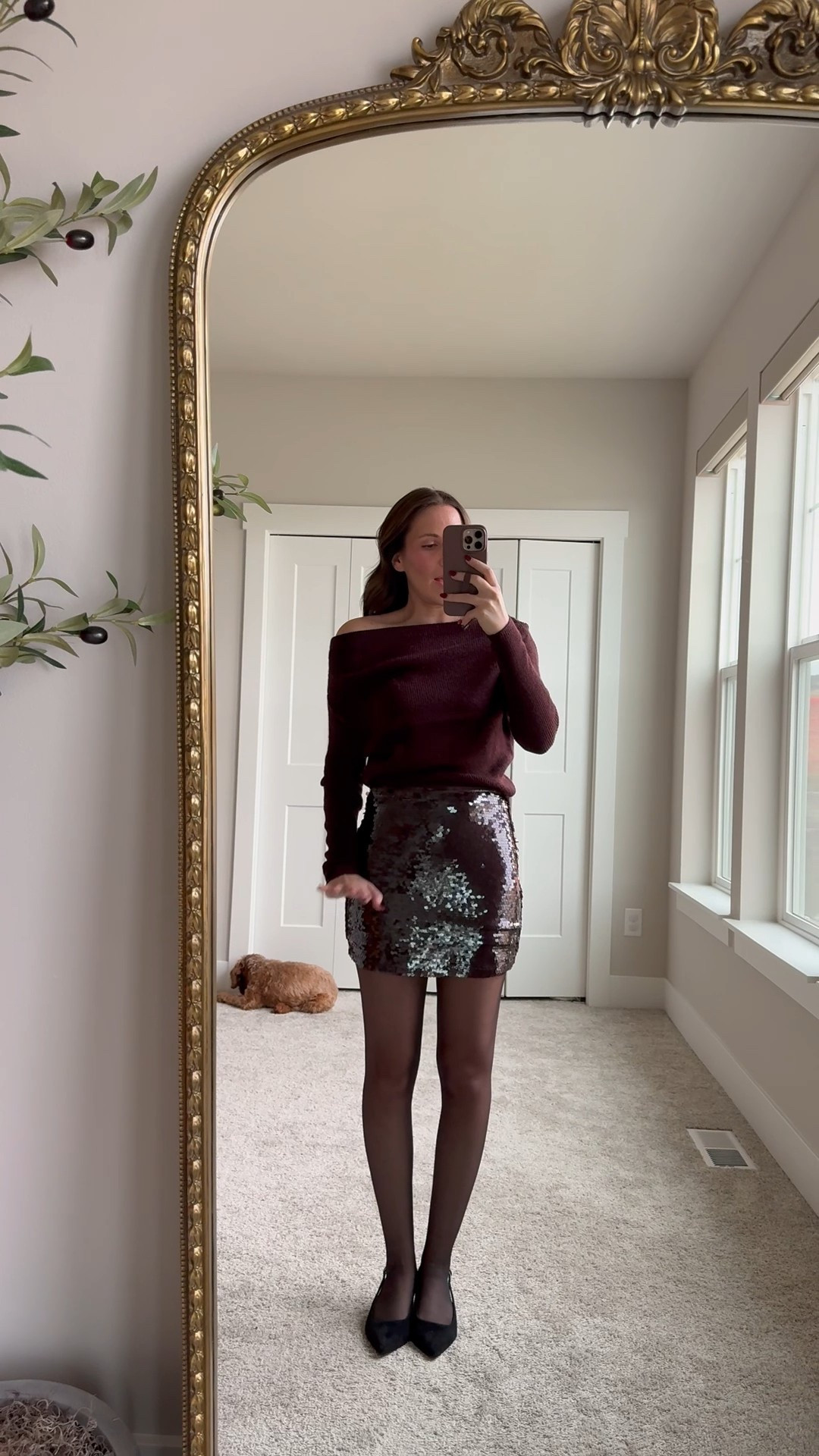 Monochromatic holiday combo. So cute for NYE! A sequin mini and an off the shoulder sweater 

Holiday style | NYE | New Year’s Eve | monochrome | sequin mini 

#LTKHoliday