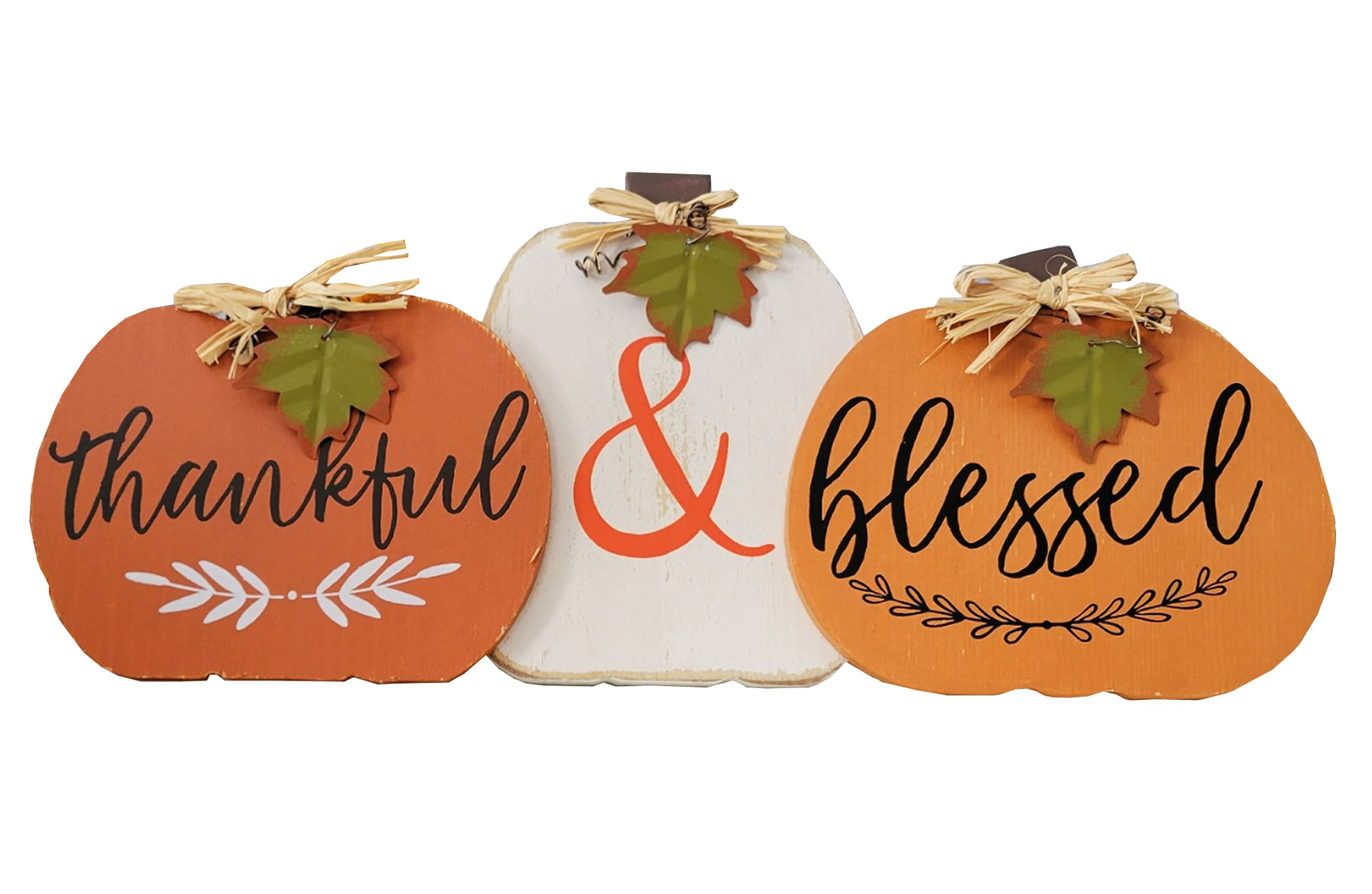 Hobby Lobby Wooden Pumpkin Sign, Trio Pumpkin-Shaped Centerpiece Thankful & Blessed Table Topper ... | Amazon (US)