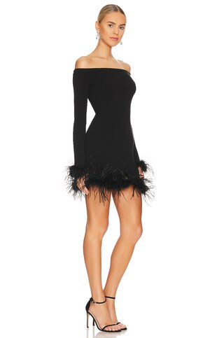 Lovers and Friends Ellerie Feather Knit Mini Dress in Black from Revolve.com | Revolve Clothing (Global)