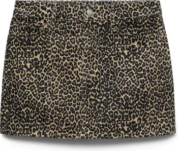 MANGO Leopard Print Denim Miniskirt | Nordstrom | Nordstrom