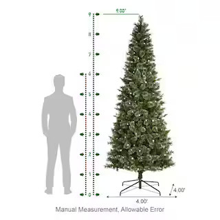 9 ft. Pre-Lit Green Cashmere Slim Pine Artificial Christmas Tree with 450 Warm White and Multi-co... | The Home Depot