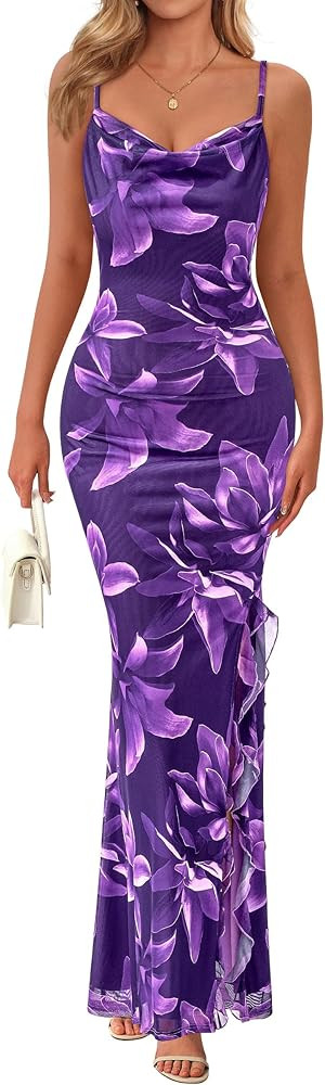 PRETTYGARDEN Women's Summer Beach Wedding Guest Dress Bodycon Floral Maxi Dresses 2026 Spring Tro... | Amazon (US)