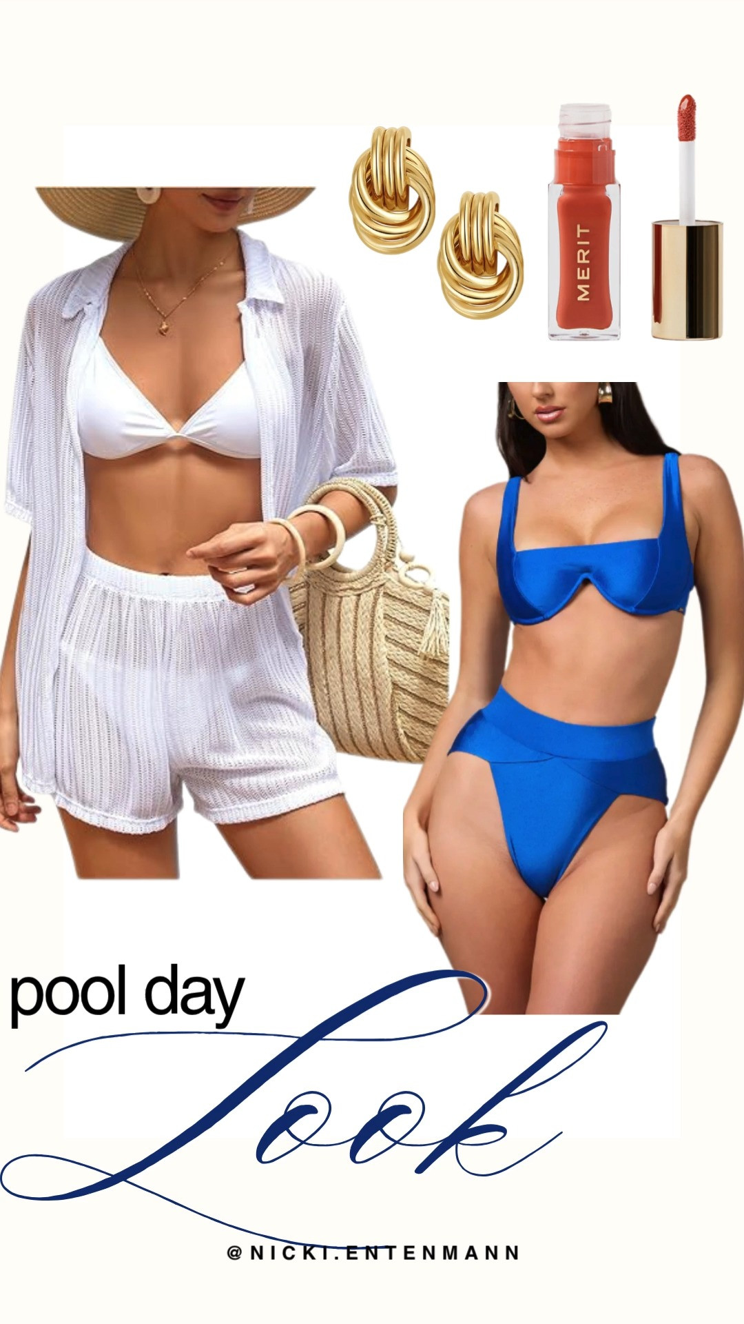 Get ready for summer with this chic pool day look featuring a vibrant royal blue high waisted bikini. Pair your swimwear with a breezy white crochet cover up set and a classic straw tote bag for the ultimate vacation aesthetic. Complete the ensemble with chunky gold hoop earrings and a swipe of Merit lip oil for an effortless glow. This stylish combination is perfect for lounging poolside or heading to the beach in total comfort.

#pooldaylook #swimwear2026 #summeroutfit #beachstyle #vacationfashion #highwaistedbikini #poolsidechic #meritbeauty #summerstyle #resortwea 

 #LTKootd #LTKSwim #LTKTravel