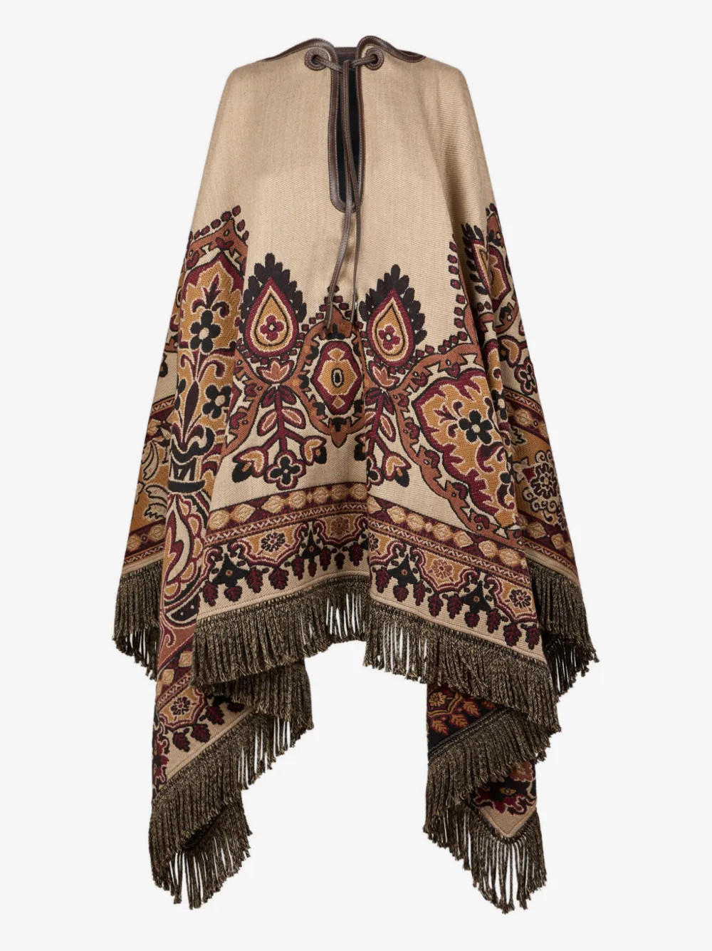ETRO wool-blend jacquard cape with floral Paisley motif - Neutrals | Farfetch Global