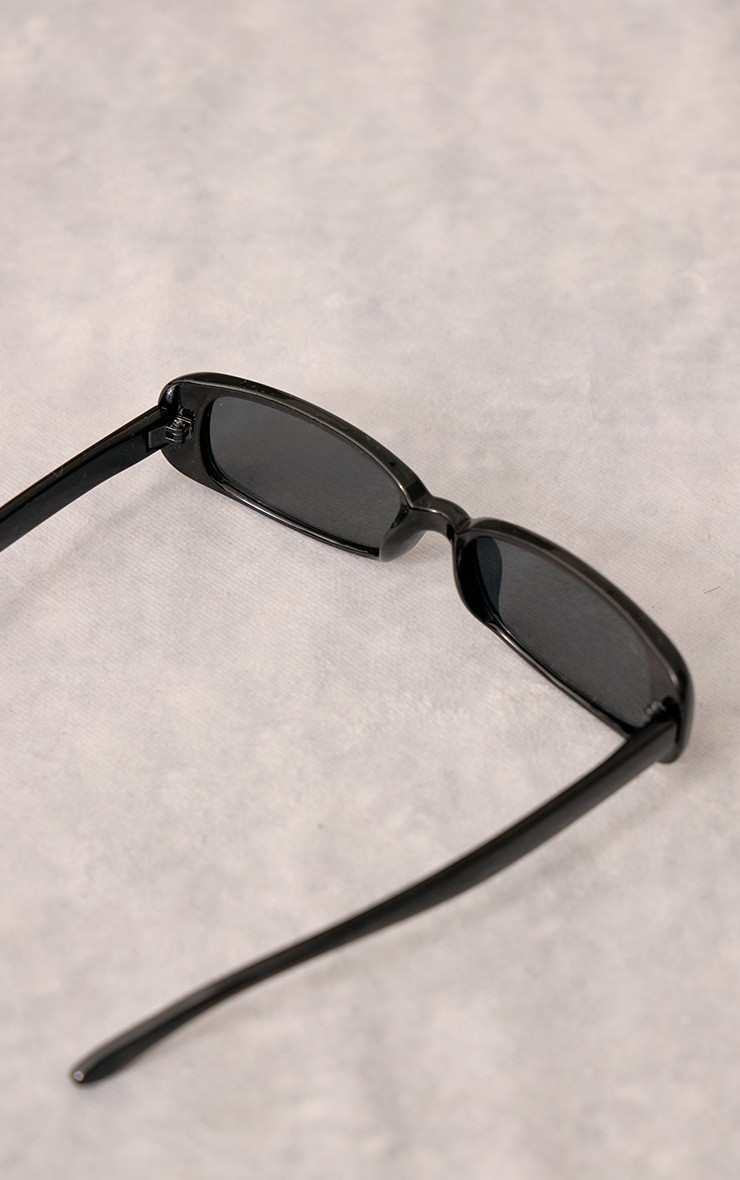 Black Ultra Slim Rounded Rectangular Sunglasses | Pretty Little Thing (Australia & New Zealand)
