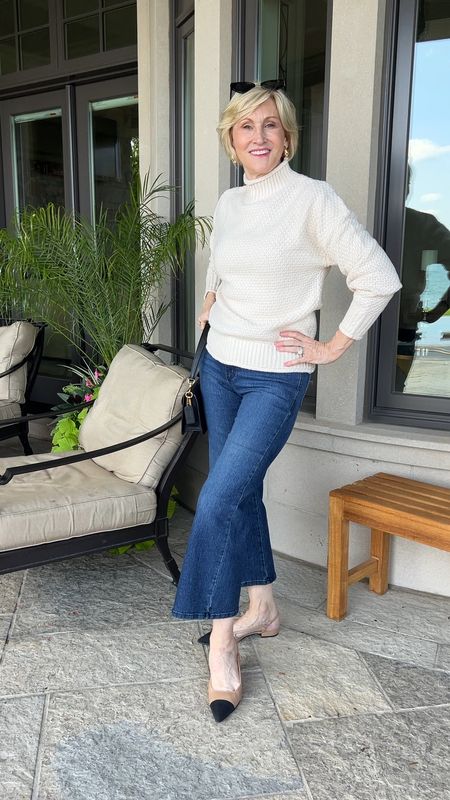 Spring, we’re almost here but until then I have a cute outfit to help you bridge the gap. Here's the perfect transitional look with a touch of Chanel inspiration. I love these Karen Kane wide leg crop jeans that are not only on trend but have just hit the shelves. I've paired them with this creamy turtleneck chunky knit sweater and Chanel inspired slingbacks. It's chic, it's elegant and the perfect look to get ready for Spring. 



#LTKSeasonal #LTKstyletip #LTKover40