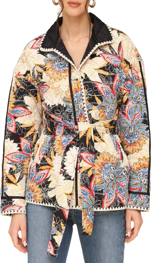 Avec Les Filles Embroidered Paisley Belted Quilted Jacket | Nordstrom | Nordstrom