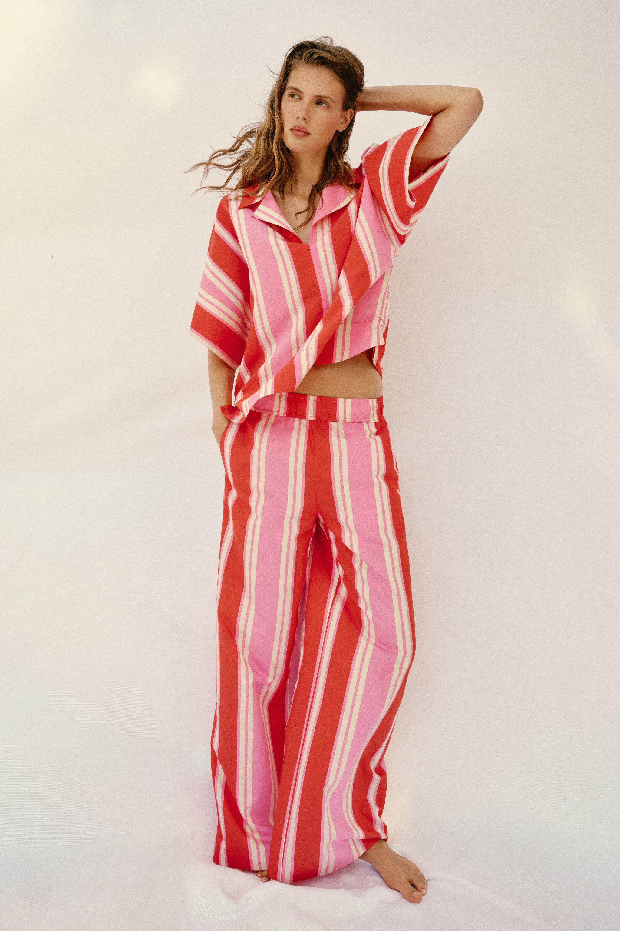 STRIPED WIDE LEG PANTS | Zara US