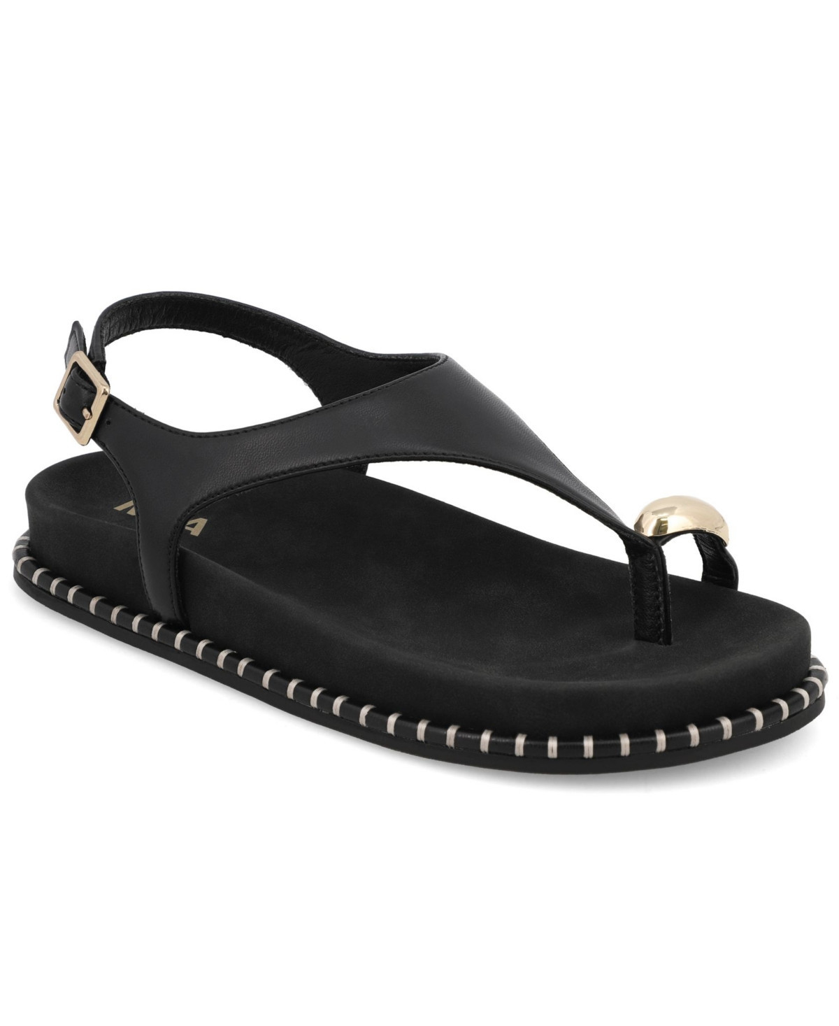Mia Women's Leilah Slingback Buckle-Strap Round-Toe Thong Sandals - Black | Macy's