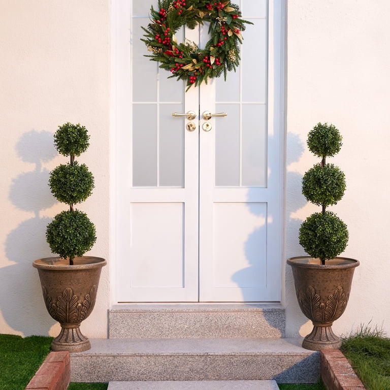 DR.Planzen 2 Pack 3ft Artificial Triple Ball Boxwood Topiary Tree, Realistic Faux Topiary Tree In... | Walmart (US)