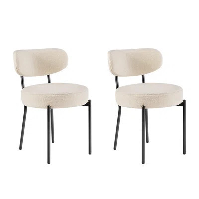 Boucle Sherpa Dining Chairs Set - Ergonomic Curved Back Upholstered Chairs with Sturdy Metal Frame, Easy Assembly for Modern Kitchen & Dining Room | Wayfair North America
