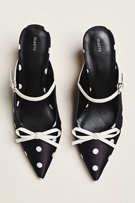 Maeve Bow Kitten-Heel Mules | Anthropologie (US)