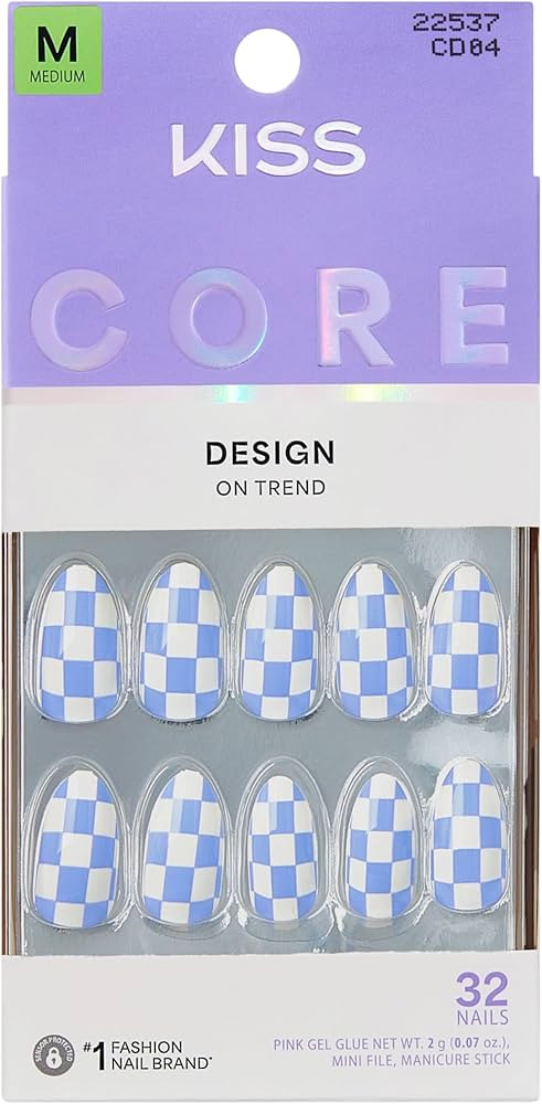 KISS CORE, Press On Nails, Nail glue included, 'Credit', Blue, Medium Size, Almond Shape, Include... | Amazon (US)