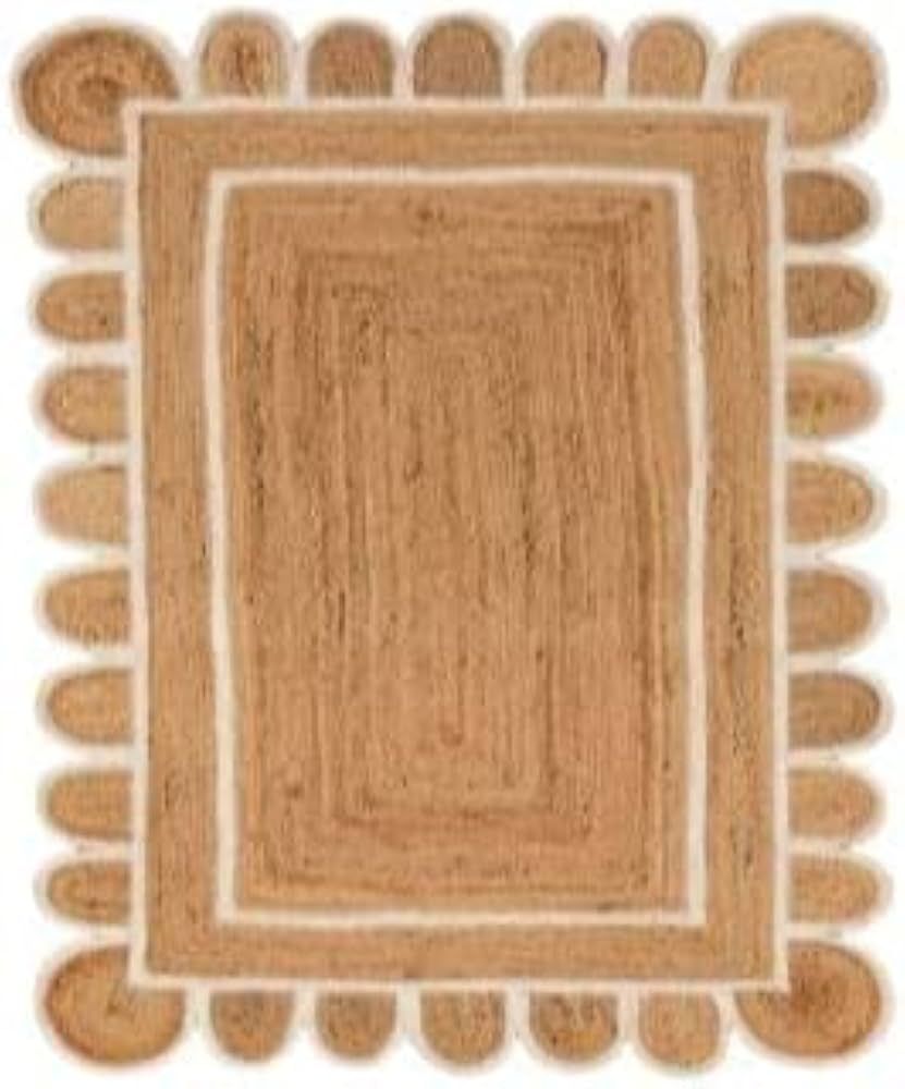 Scallop Pattern Jute Bohemian Area Rug (Off White, 4'x6') | Amazon (CA)