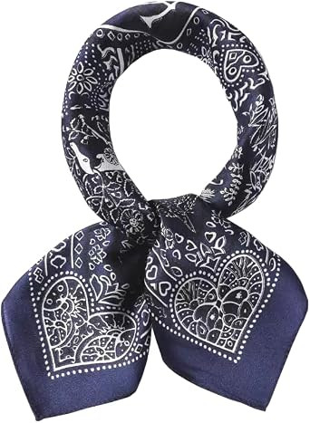 100% Pure Mulberry Silk Small Square Scarves -21'' x 21''- Digital Printed Neckerchief –Women Men Lightweight Scarf | Amazon (US)