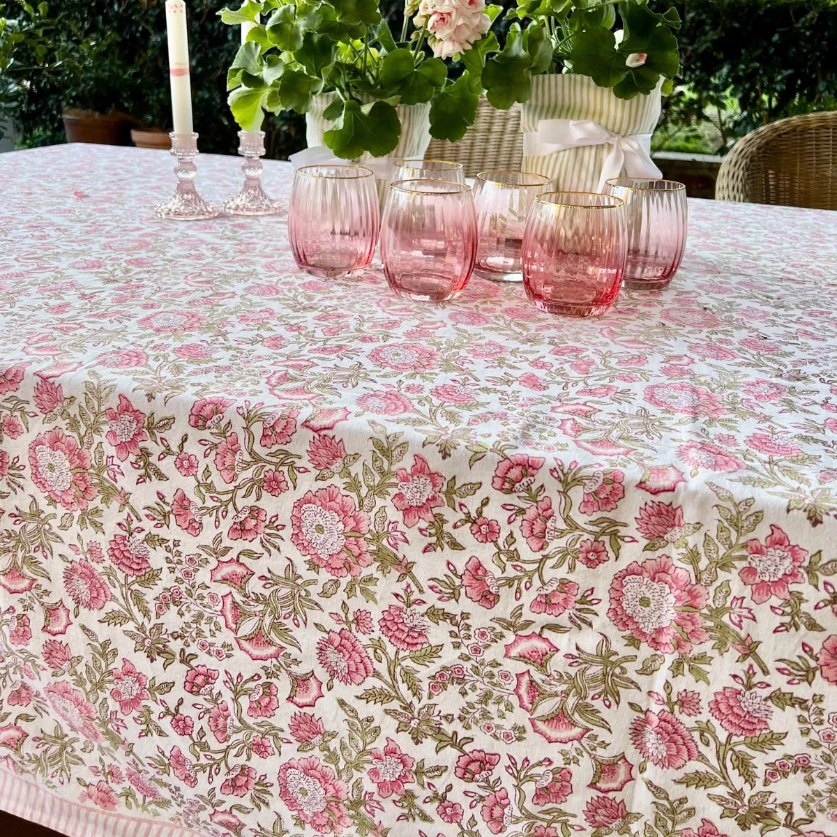 Rectangle Tablecloth - Pink And Green floral Beatrice | Wayfair North America