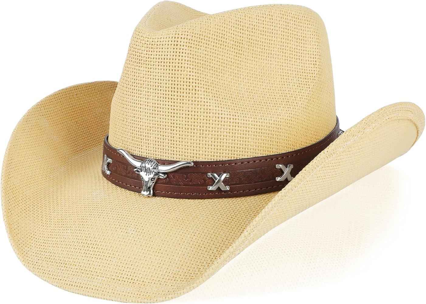 Cowboy Hat,Cowgirl Hat,Western Cowboy Hats for Women/Mens/Straw Wide with Shapeable Brim Cowboy H... | Amazon (US)