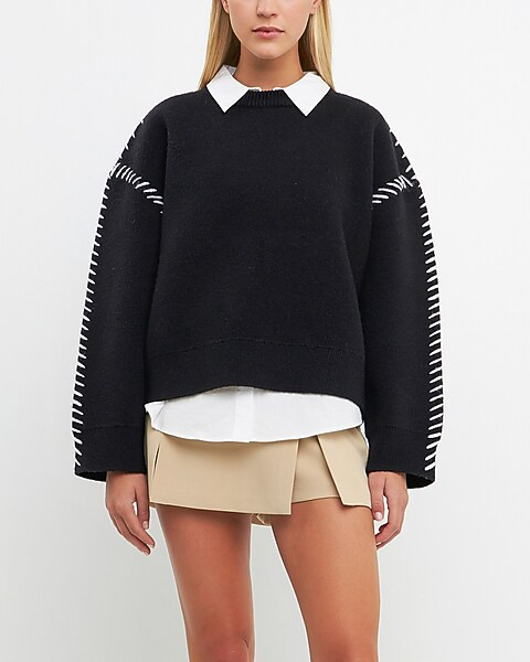 English Factory Whip Stitch Oversized Sweater | Express