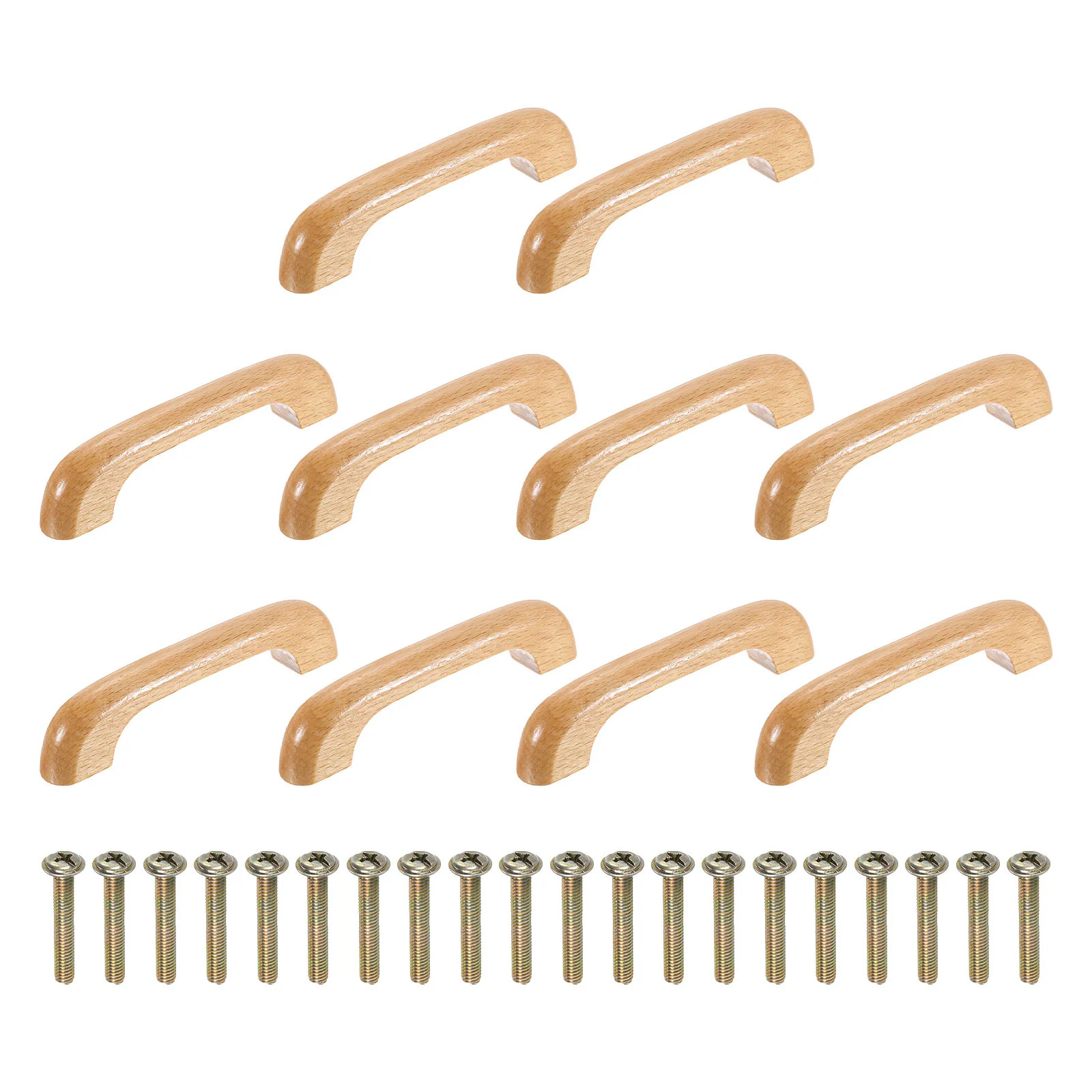 Unique Bargains 10Pcs Wood Drawer Pulls Handles 96 mm/3.8 Inch Hole Spacing Bridge Shaped Beech Wood Cabinets Drawer Knobs Pull Handles for Kitchen | Lowe's