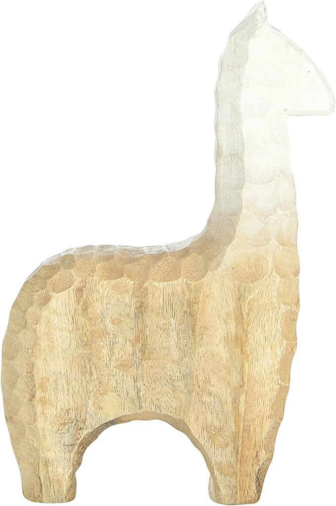 Bloomingville 10" H Hand-Carved Mango Wood Figurine with Distressed Ombre Finish Llama, Beige | Amazon (US)