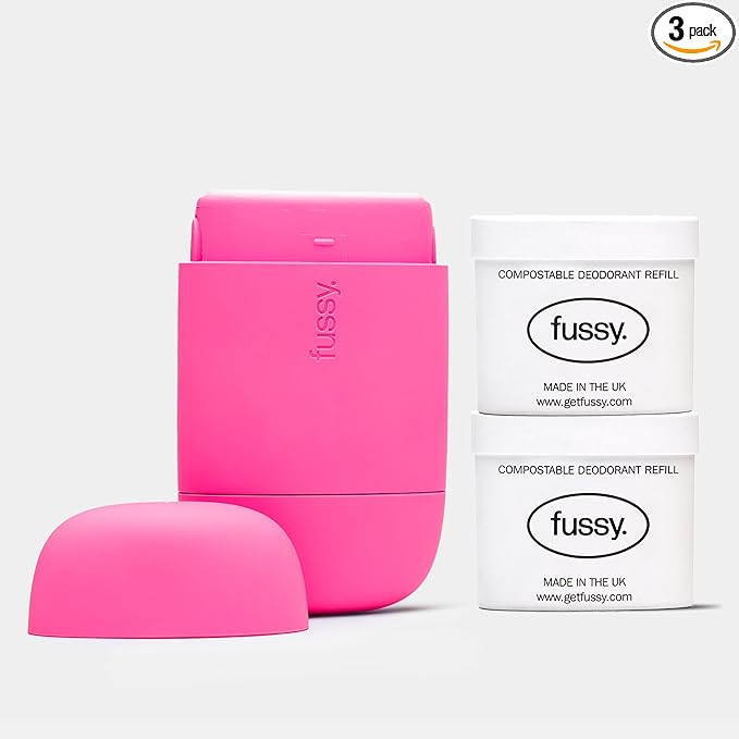 Fussy - Natural Refillable Deodorant - Hot Pink Case & Coconut Scent (2 x 40g) - Aluminium Free -... | Amazon (UK)
