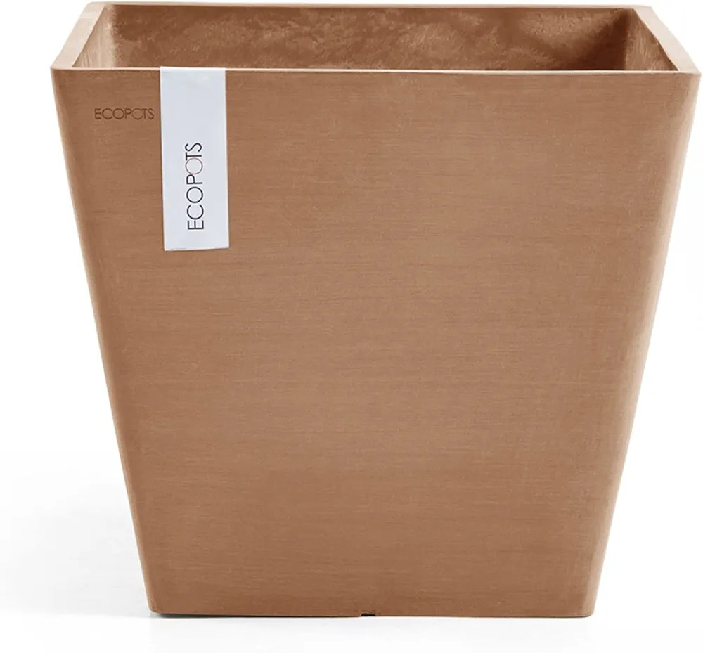 Ecopots Modern Recycled Plastic Rotterdam Square Flower Pot Planter, Terracotta Color, 15.75" | Amazon (US)