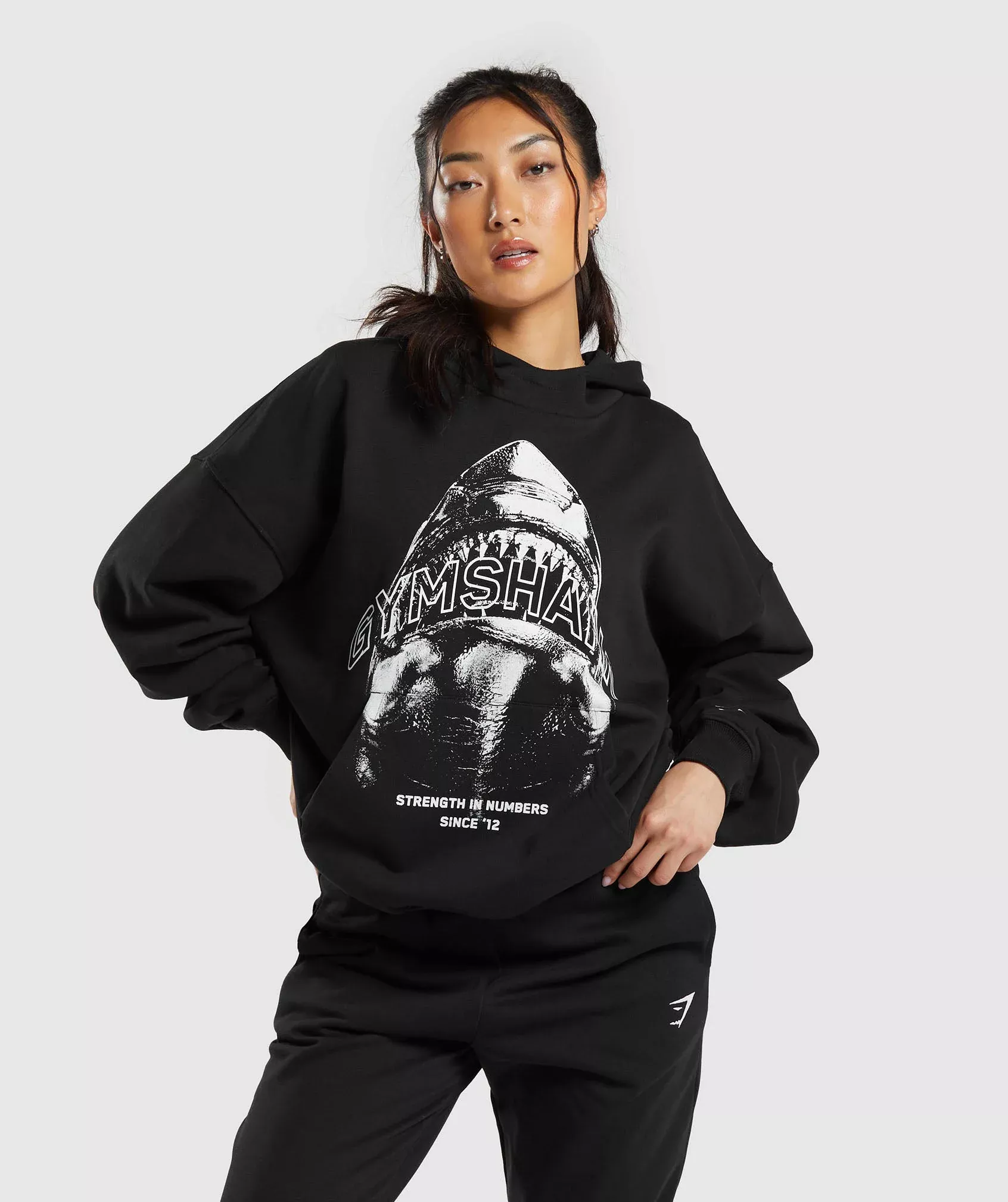 Shark Attack Oversized Hoodie Black curated on LTK