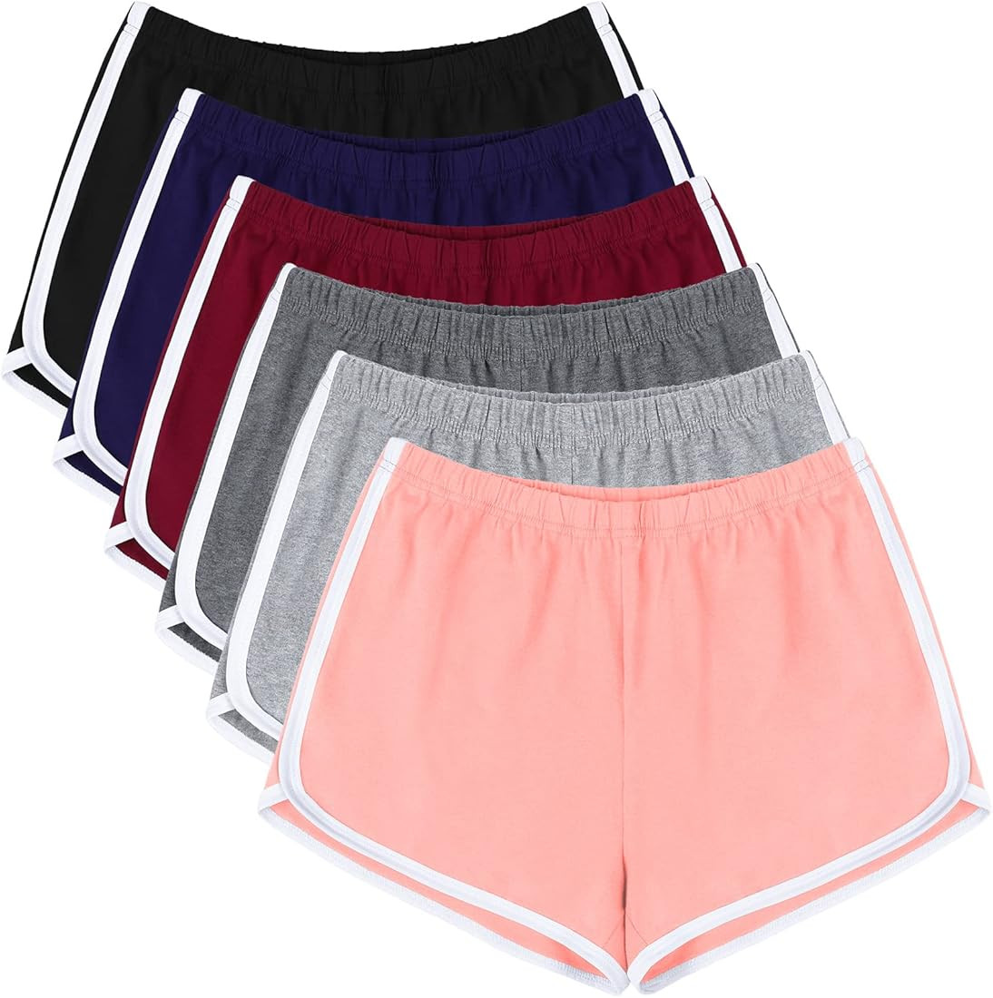 URATOT 6 Piece Cotton Sports Short Yoga Pant Dance Shorts Running Shorts for Women | Amazon (US)