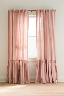 Peggy Cotton Ruffle Striped Curtain | Anthropologie (US)