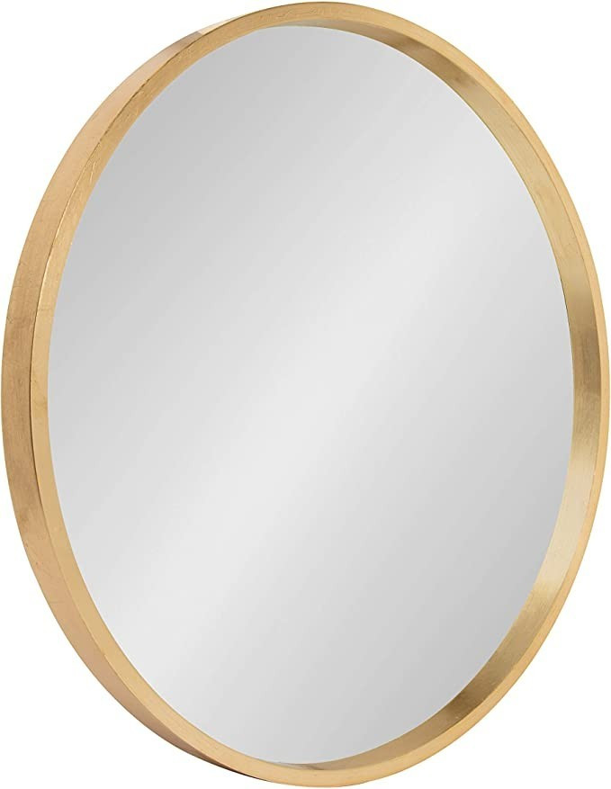 Amazon.com: Kate and Laurel Travis Round Wood Wall Mirror, 21.6" Diameter, Gold, Modern Glam Wall... | Amazon (US)