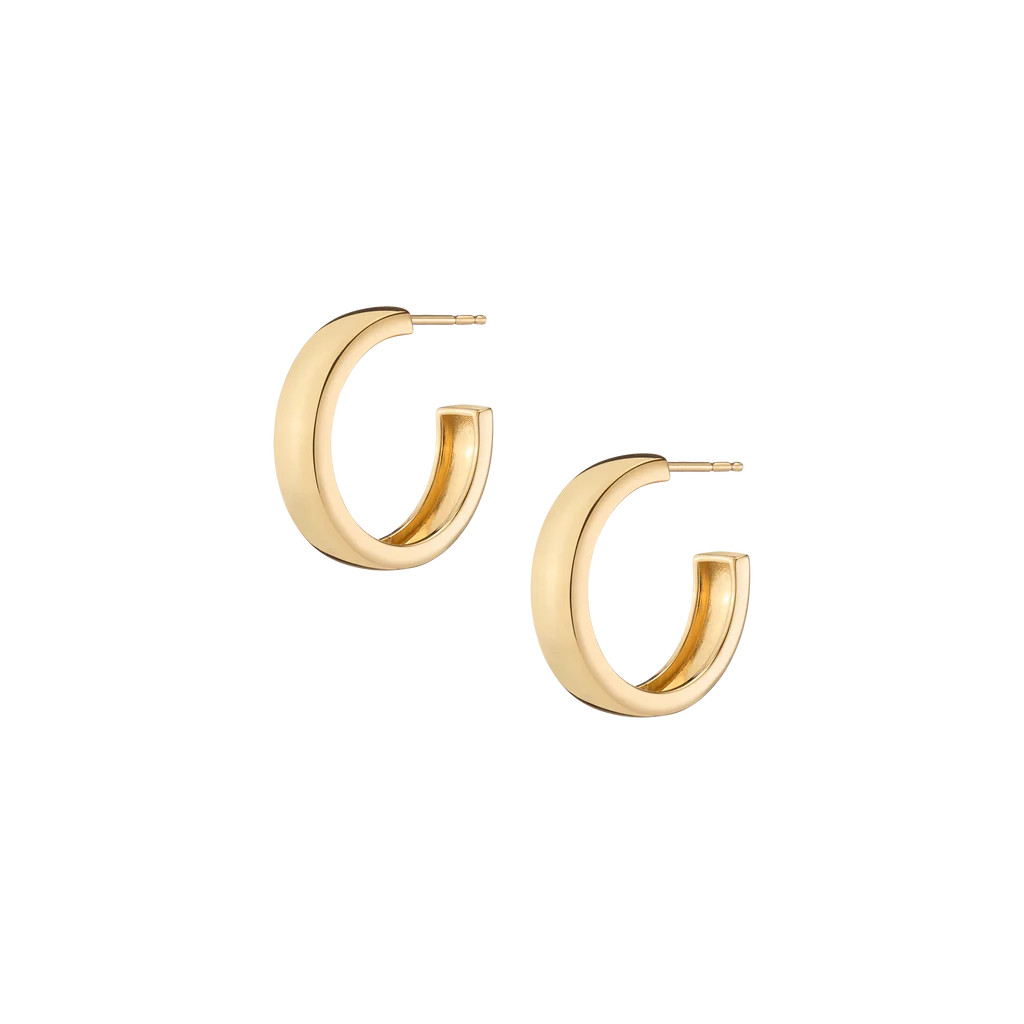 Gold Square Edge Hoops Medium | AUrate New York