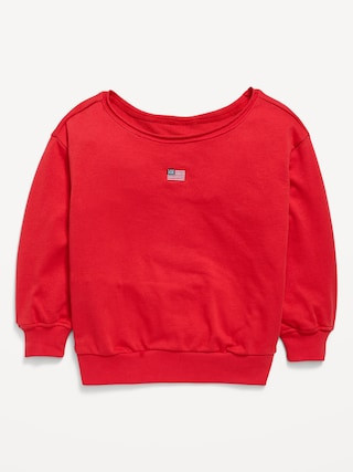 Oversized Off-Shoulder Graphic Tunic Sweatshirt for Girls | Old Navy (US)