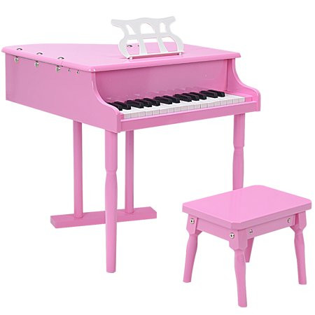 30-Key Kids Grand Piano Mini Music Instrument for Toddler with Wood Bench Pink | Walmart (US)