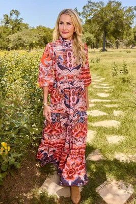 Amber Pink Printed Maxi Dress | Avara
