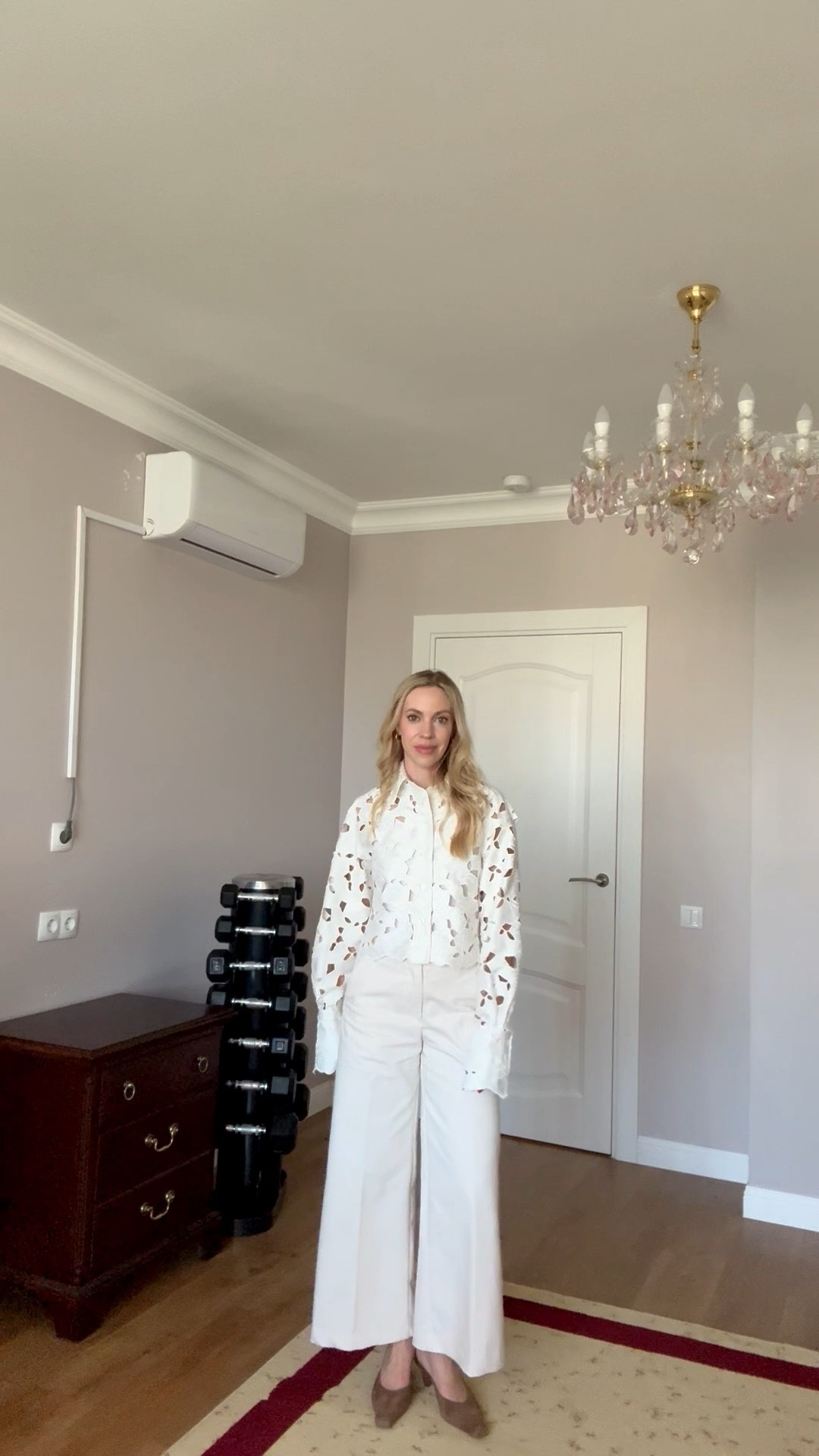 Work outfit, lace top, spring workwear, cropped wide leg pants, suede mules (under $100)

#LTKWorkwear #LTKOver40 #LTKSeasonal